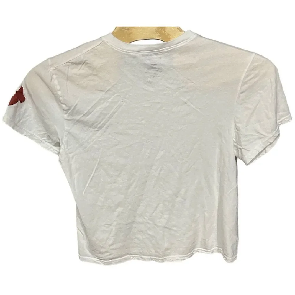 True Religion Large White V Neck T-Shirt Rust Print